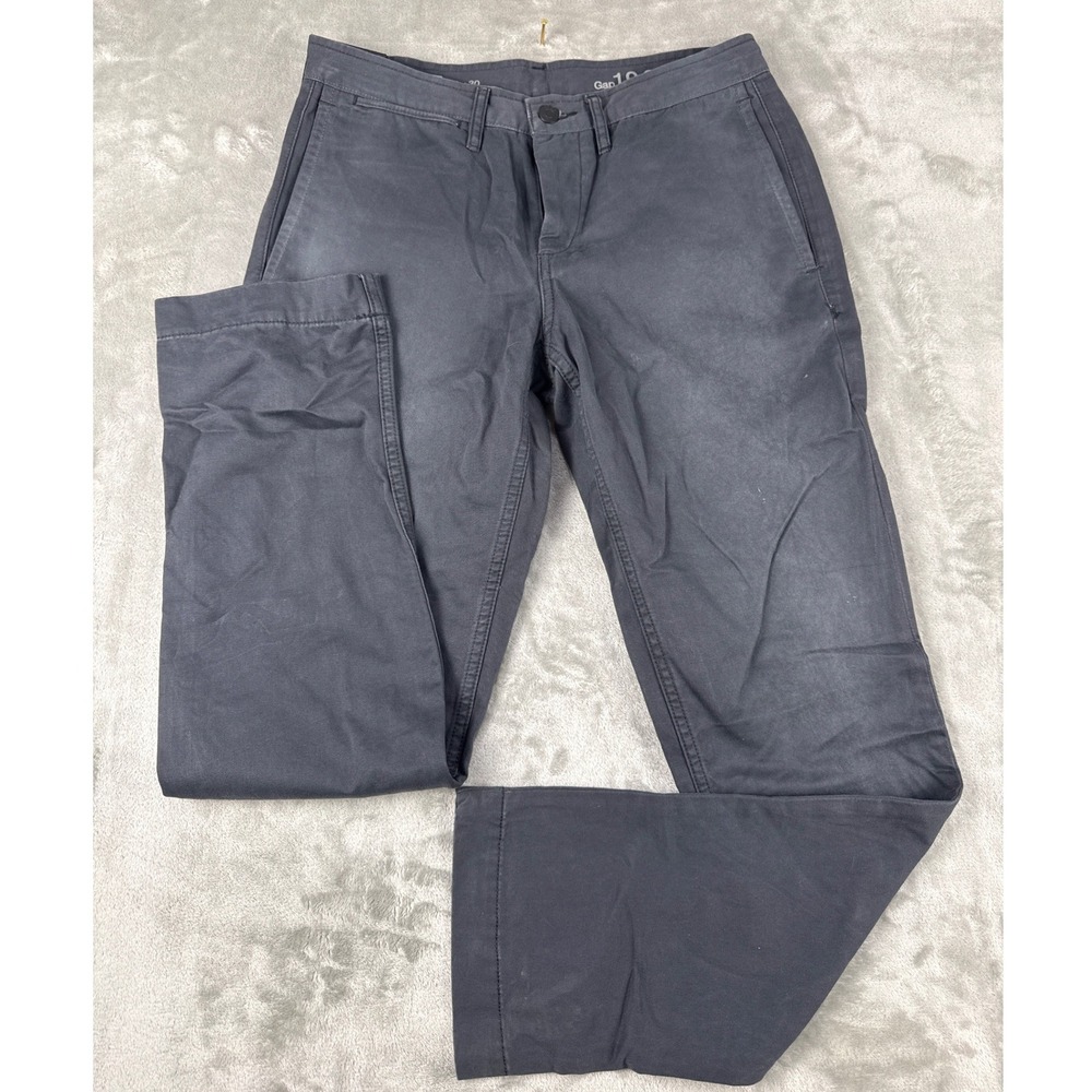 Gap 1969 Denim Washed Khaki Slim Pants Mens 29x30 Dark Grey Button Fly 851138-00
